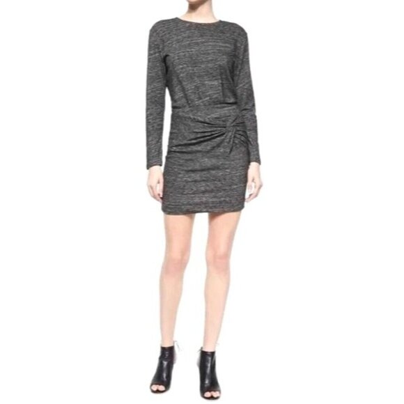 IRO Dress Women XS Gray Wool Blend Knit‎ Long Sleeve Leticia Wrap Front Mini - Picture 1 of 8